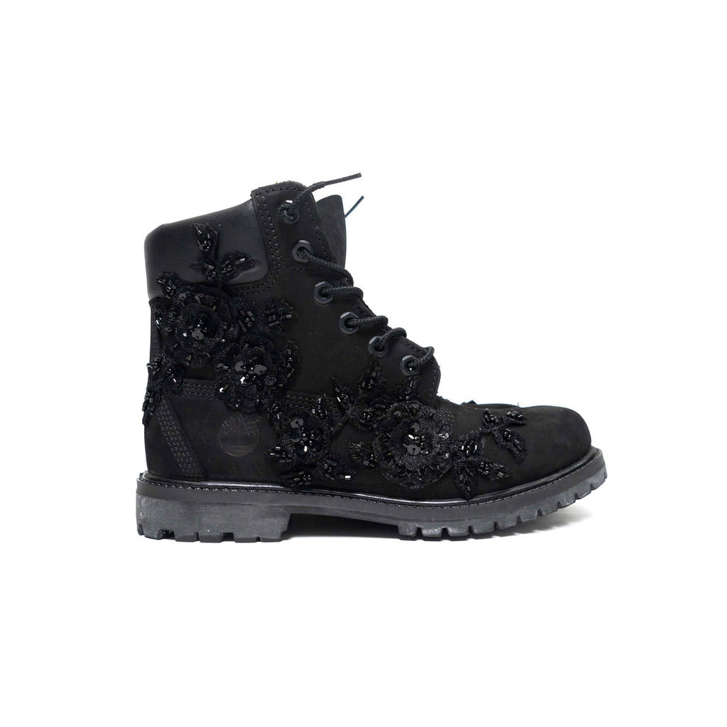 Shops black timberland laces