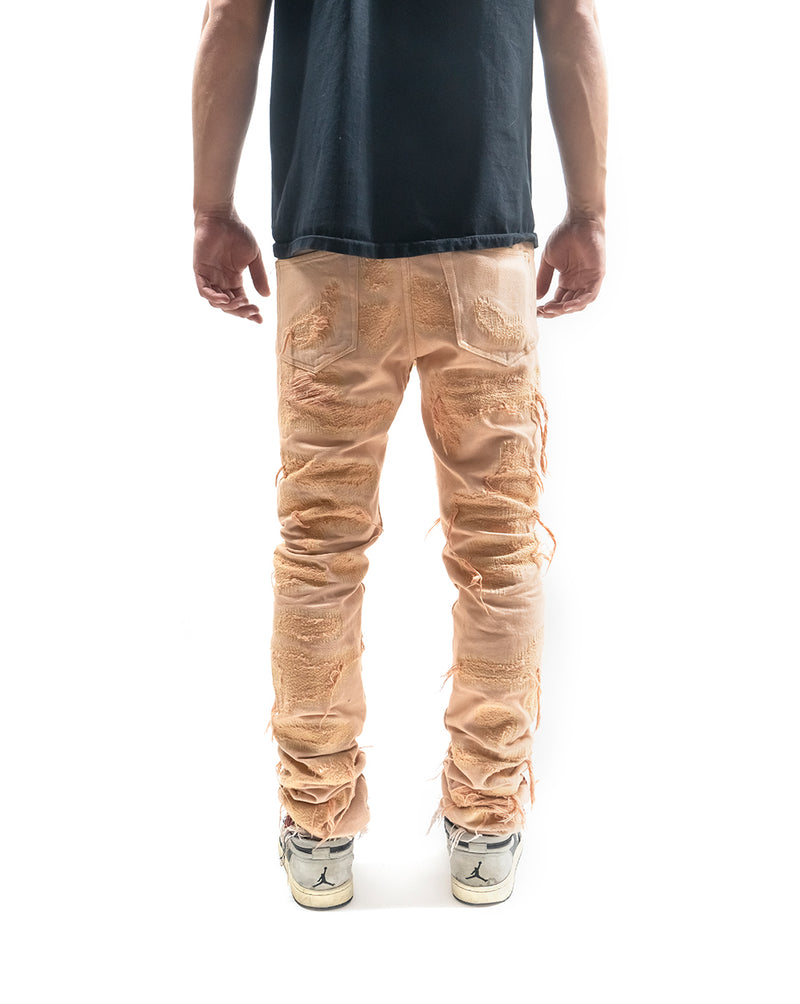 Distressed Peach Denim